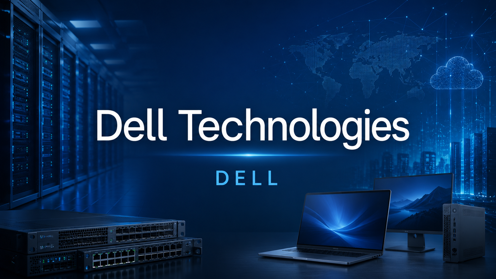 Dell Technologies（DELL）のAIサーバー事業とデータセンターインフラを表現した決算分析用サムネイル画像